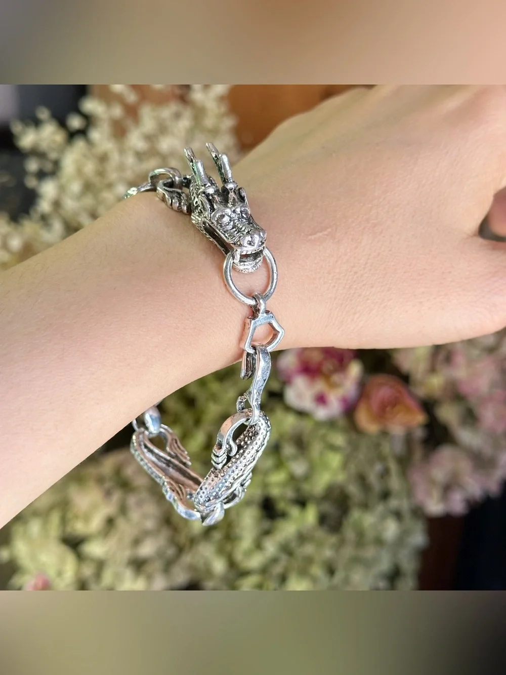 Men’s 925 Sterling Silver Dragon Link Bracelet